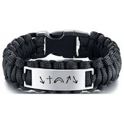 DAILYDOLLARS Men's Christ Faith Reminder Bracelet, Handmade He Came He Died He Rose He Ascended He Is Coming Back Sacred Symbol Paracord Cuff Bangle Christian Gifts for Man, 9'', Black