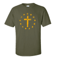 thumbnail image 1 of Men's Christian Cross Surrounded By Patriotic Betsy Ross Flag 13 Stars Short Sleeve T-shirt-Military-medium, 1 of 4