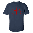 thumbnail image 1 of Men's Christian Cross Surrounded By Patriotic Betsy Ross Flag 13 Stars Short Sleeve T-shirt-Navy-xxxl, 1 of 4