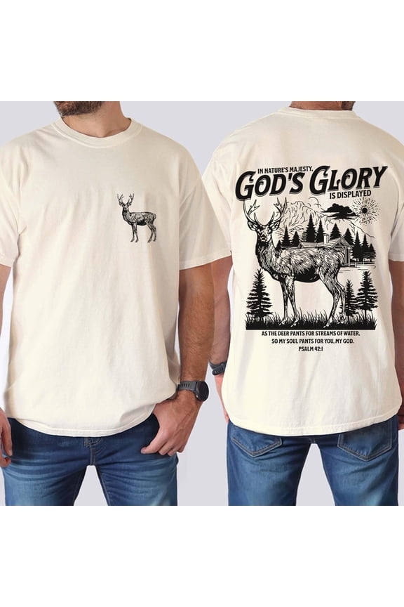 Men’s Christian Deer Hunting Double-Sided T-Shirt – Bible Verse Jesus Tee, Baptism Gift for Hunters, Faith Outdoor Graphic Shirt