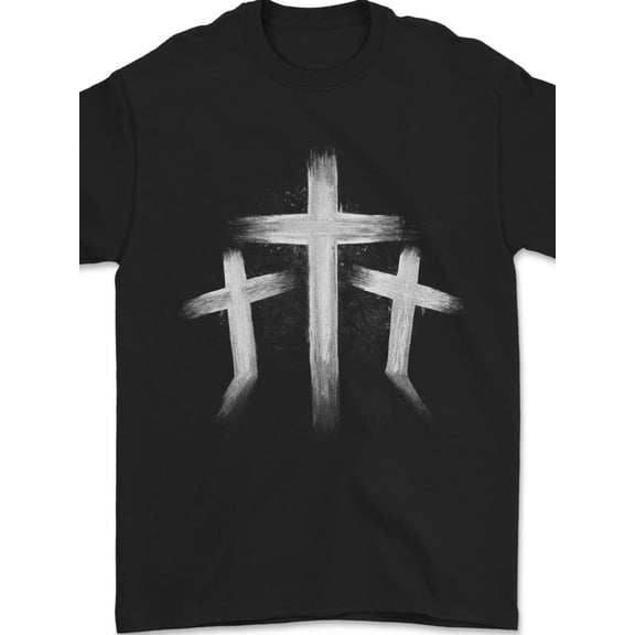 Men's Christian Faith Brushstroke Three Crosses T-Shirt