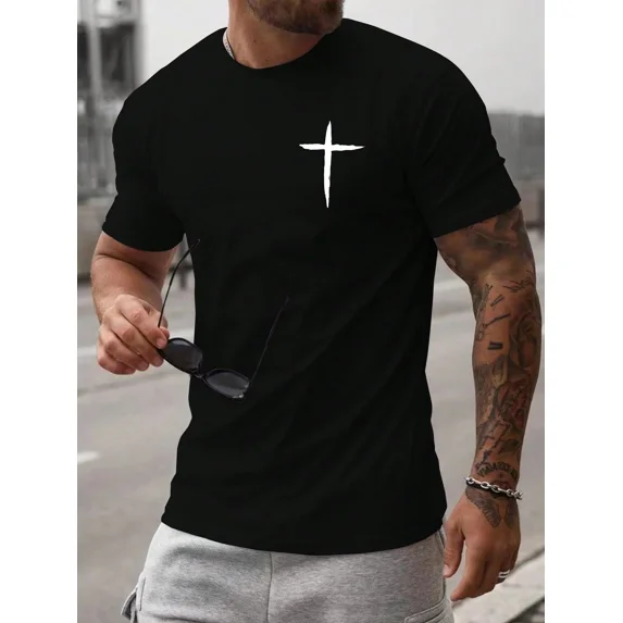 Men's Christian Faith Cross Minimalist Short Sleeve T-Shirt