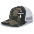 thumbnail image 1 of Men's Christian Faith Cross Nails Embroidered Mesh Back Trucker Hat, Army/White, 1 of 1