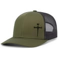 thumbnail image 1 of Men's Christian Faith Cross Nails Embroidered Mesh Back Trucker Hat, Loden/Black, 1 of 4