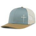 thumbnail image 1 of Men's Christian Faith Cross Nails Embroidered Mesh Back Trucker Hat, Smoke Blue/Amber/Beige, 1 of 4