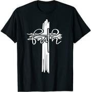 Mens Christian Faith & Cross T-Shirt Christian Faith Bible T-Shirt Black Tee