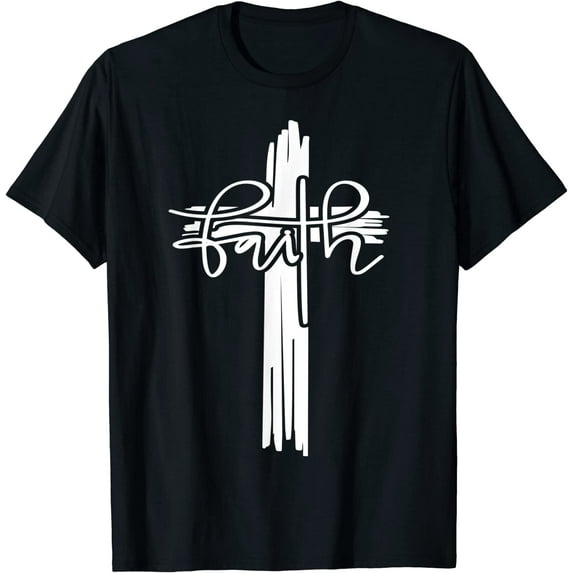 Men's Christian Faith & Cross T-Shirt Christian Faith Bible T-Shirt Black Tee