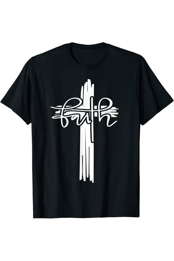 Men's Christian Faith & Cross T-Shirt Christian Faith Bible T-Shirt Black Tee