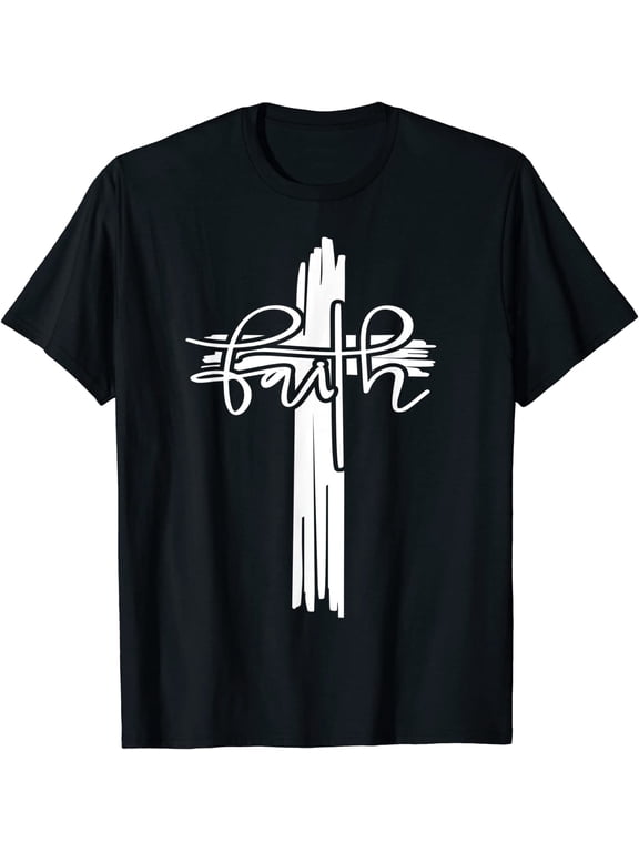 Men's Christian Faith & Cross T-Shirt Christian Faith Bible T-Shirt Black Tee