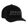 thumbnail image 1 of Men's Christian Jesus Dragon Slayer Mesh Back Trucker Cap, Black, 1 of 4