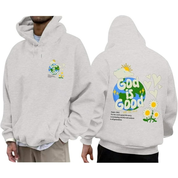 Men's Christian Jesus Hoodie, Bible Verse Graphic Hooded Sweatshirt