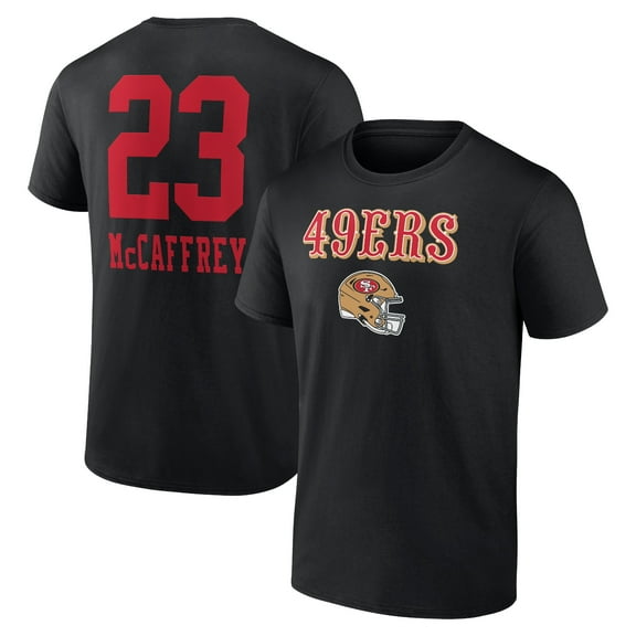 Men's Christian McCaffrey Black San Francisco 49ers Wordmark Player Name & Number T-Shirt