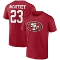 thumbnail image 1 of Men's Christian McCaffrey Scarlet San Francisco 49ers Player Icon T-Shirt, 1 of 5