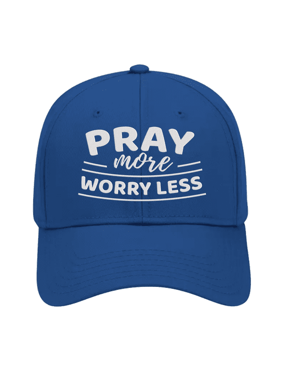 Men's Christian Pray More Worry Less Embroidered Performance Cap, Royal