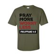 thumbnail image 1 of Men's Christian Pray More Worry Less Phillipians 4:6 Short Sleeve T-shirt-Military-4xl, 1 of 4