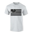 thumbnail image 1 of Men's Christian T-shirt Pray American Flag Patriotic Christian Flag Short Sleeve T-shirt-Ash Grey-xxl, 1 of 1