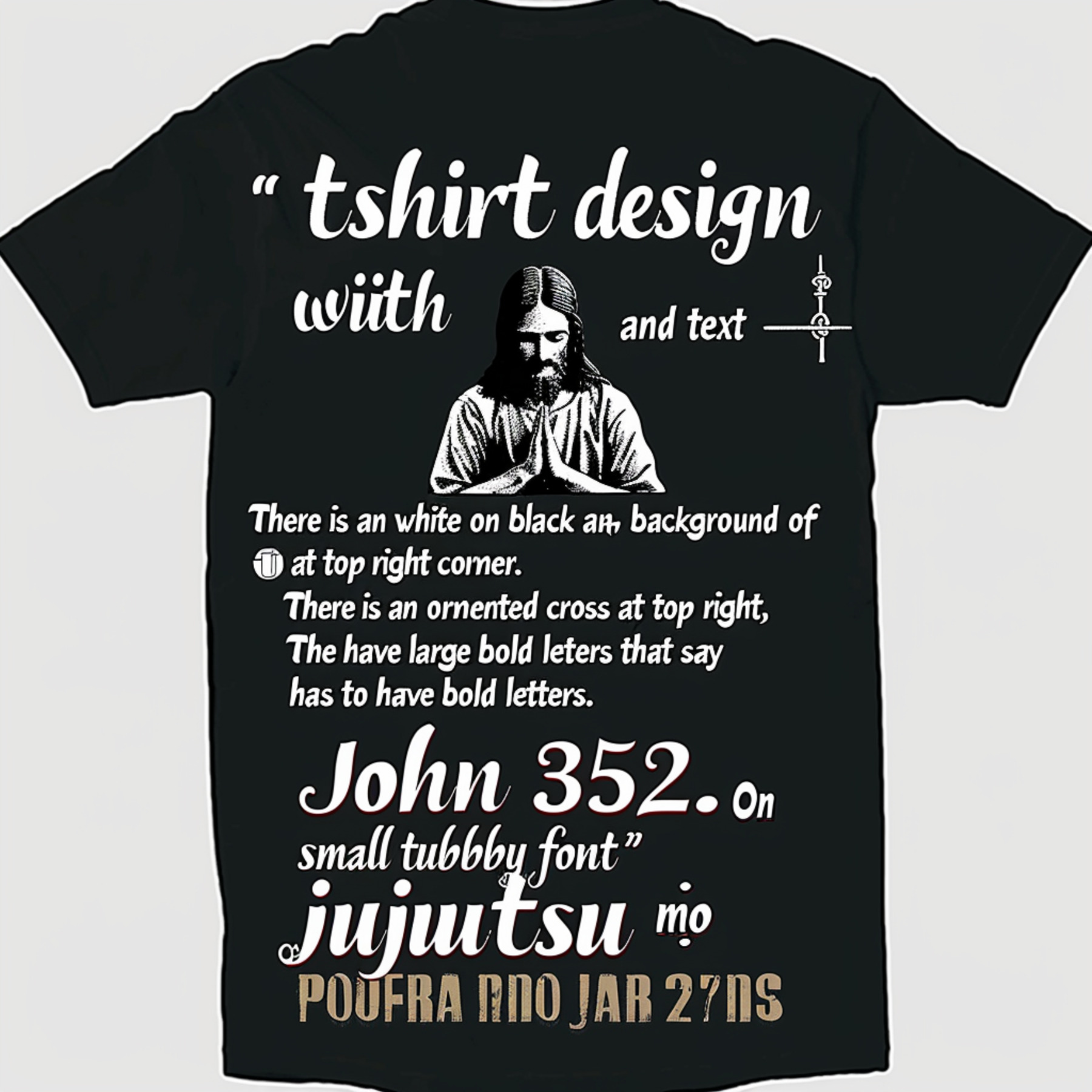 Men's Christian TShirt with Unique Design Jesus Praying Background
