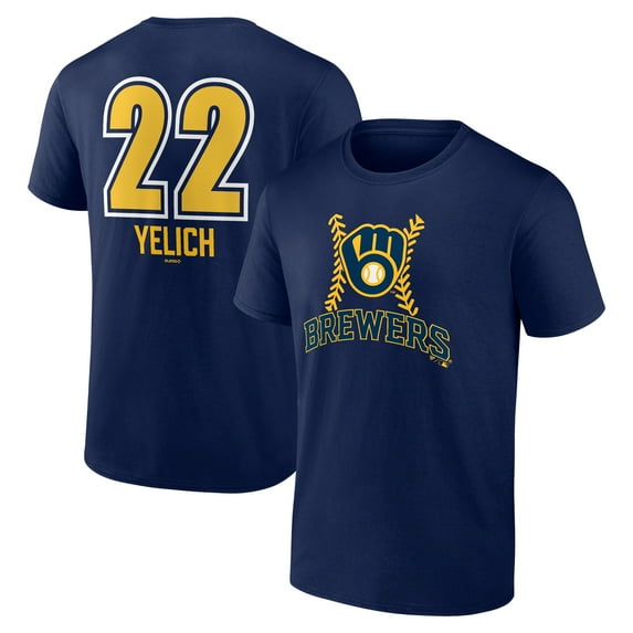 Men's Christian Yelich Navy Milwaukee Brewers Name & Number Fastball T-Shirt