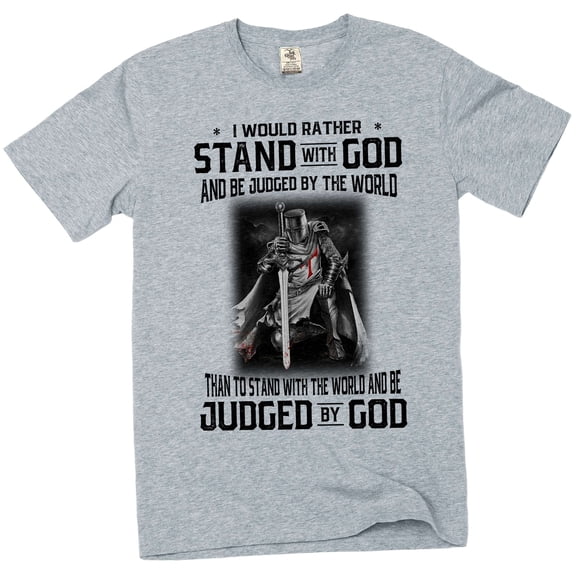 Men's Christian stand with god T-shirt Jesus Christ motivational Tee Shirt (3X-Large Grey)