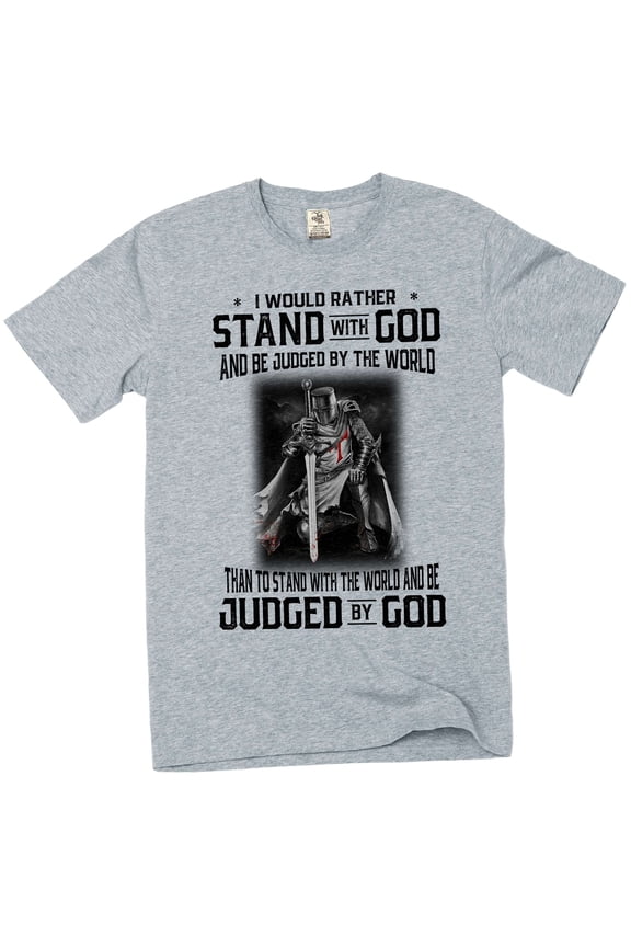 Men's Christian stand with god T-shirt Jesus Christ motivational Tee Shirt (Small Grey)