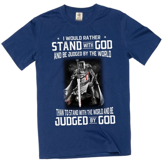 Men's Christian stand with god T-shirt Jesus Christ motivational Tee Shirt (X-Large Navy Blue)
