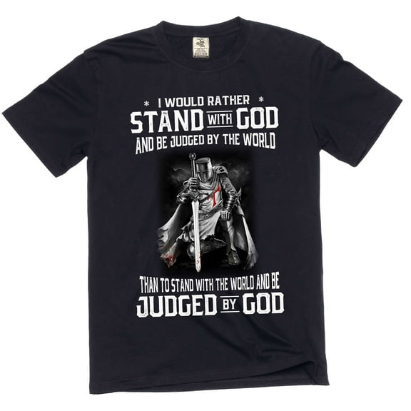 Men's Christian stand with god T-shirt Jesus Christ motivational Tee Shirt (XX-Large Black)