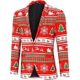 thumbnail image 1 of Men's Christmas Blazer Jacket Xmas Funny Ugly Casual One Button Holiday Suit, Christmas Red, L, 1 of 6