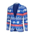 thumbnail image 1 of Men's Christmas Blazer Jacket Xmas Funny Ugly Casual One Button Holiday Suit, Snowflake Blue, 2XL, 1 of 8