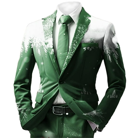 Men's Christmas Blazer Jacket Xmas Funny Casual One Button Holiday Suit