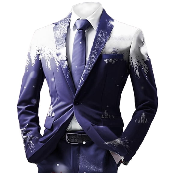 Men's Christmas Blazer Jacket Xmas Funny Casual One Button Holiday Suit