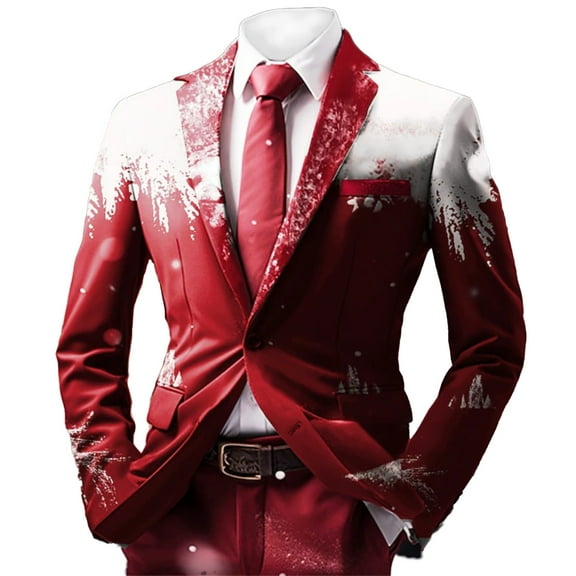Men's Christmas Blazer Jacket Xmas Funny Ugly Casual One Button Holiday Suit