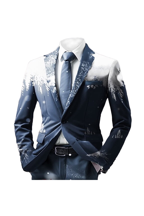 Men's Christmas Blazer Jacket Xmas Funny Casual One Button Holiday Suit