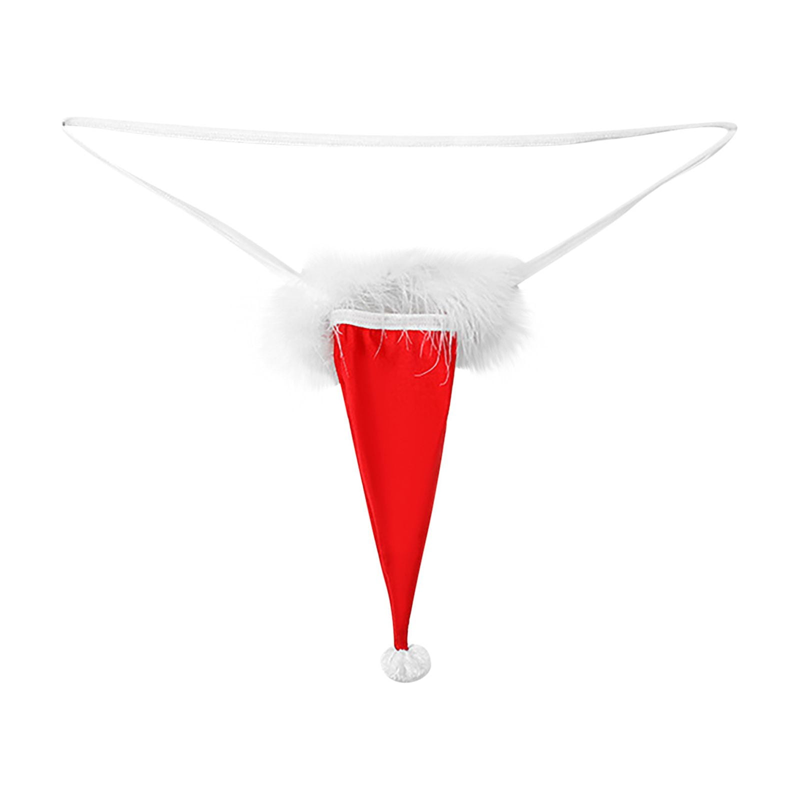 Men's Christmas Briefs GStrings Thong Underwear with Feather TBack