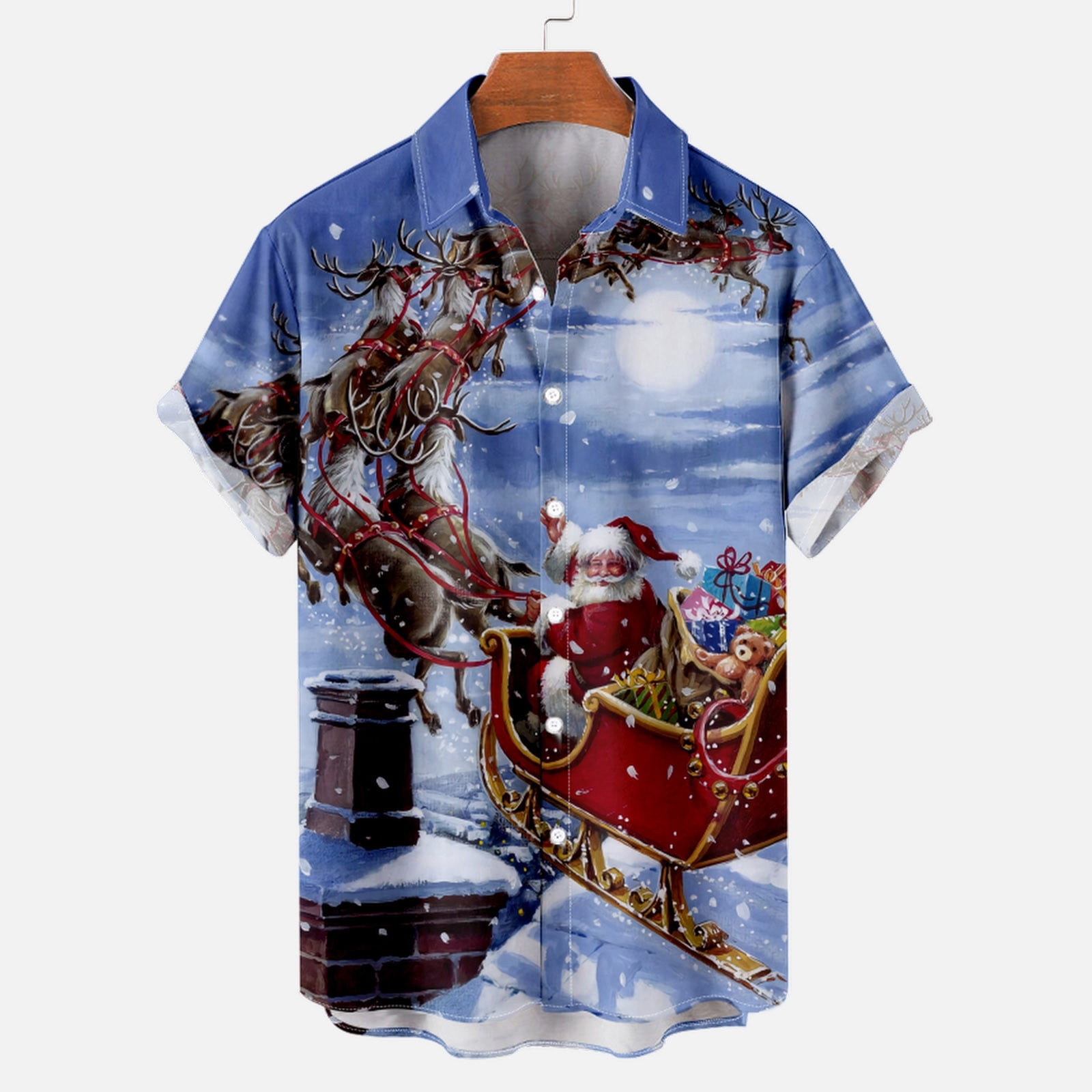 Men's Christmas Button Down Shirt,Men's Christmas Shirt Short Sleeve