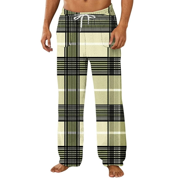 Men's Christmas Flannel Pajama Pants - Funny Holiday Print Loose Lounge Bottoms, Soft Elastic Waist Comfy PJ Trousers with Pockets for Winter
