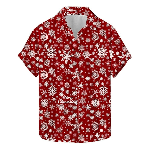 Men's Christmas Hawaiian Shirt with Santa and Beer Print Button Down Short Sleeve Aloha Top for Holiday Parties Festive Casual Wear