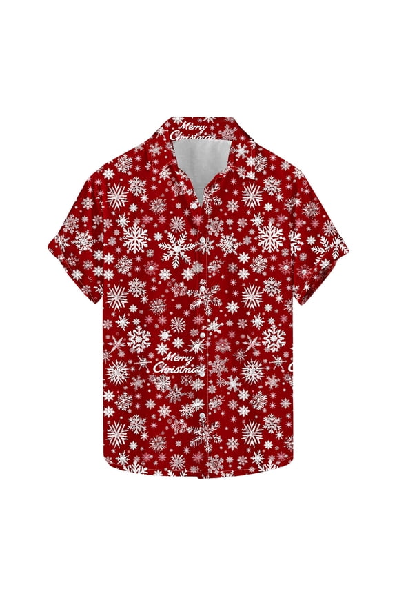 Men's Christmas Hawaiian Shirt with Santa and Beer Print Button Down Short Sleeve Aloha Top for Holiday Parties Festive Casual Wear
