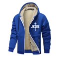thumbnail image 1 of Men's Christmas Hooded Jacket Heavyweight Warm Full Zip Long Sleeve Outdoor Lined Coat Winter Cold Weather Blue 3XL, 1 of 4