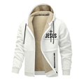 thumbnail image 1 of Men's Christmas Hooded Jacket Heavyweight Warm Full Zip Long Sleeve Outdoor Lined Coat Winter Cold Weather White M, 1 of 4