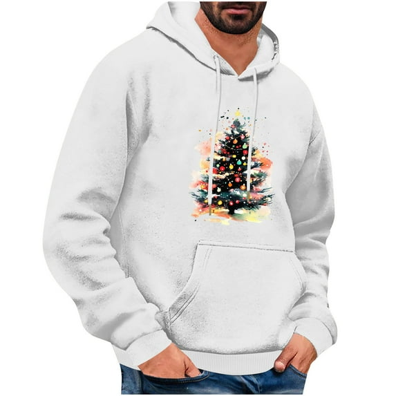 Men's Christmas Hoodie Funny Christmas Sweater Xmas Holiday Long Sleeve Casual Pullover