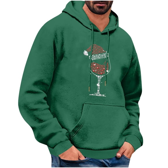 Men's Christmas Hoodie Funny Christmas Sweater Xmas Holiday Long Sleeve Casual Pullover