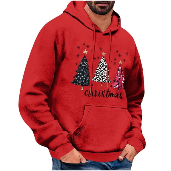 Men's Christmas Hoodie Funny Christmas Sweater Xmas Holiday Long Sleeve Casual Pullover