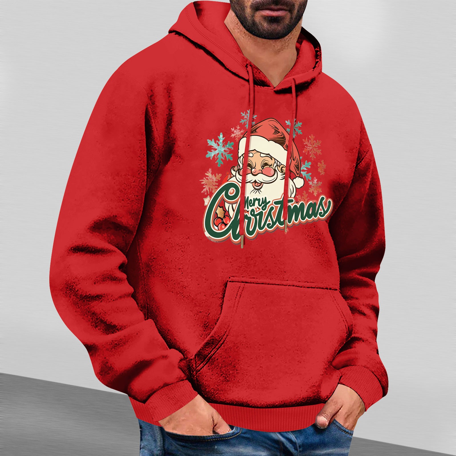 ALLNTRENDS Men's Santa Claus Suit Christmas Sweatshirt - Crewneck Holiday Sweater, Fun Gift