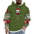 thumbnail image 1 of Men's Christmas Hoodies Drawstring Xmas Graphic Print Long Sleeve Pullover Sweatshirts Funny Cute Casual Holiday Outfit (4XL, Army Green-A), 1 of 4