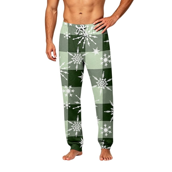 Men's Christmas Jogger Pants, Drawstring Elastic Waist Casual Trousers with Side Pockets, Winter Holiday Loungewear Light Green 3XL