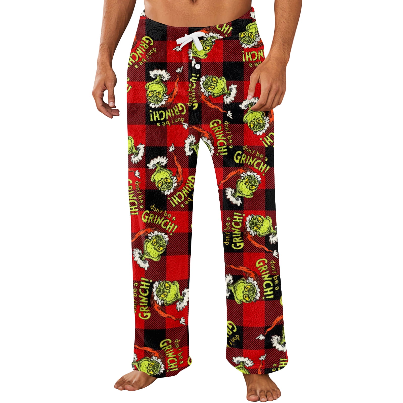 Men's Christmas Pajama Pants Funny Printed Ugly Holiday Comfy Fleece Pj ...