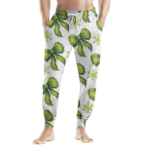 Onlypants Men's Christmas Pajama Pants with Snowflake Print, Mens Pajama Pants Bottoms with Pockets Drawstring, Loose Lounge Sleepwear Leisure PJs Pants, Christmas Gifts for Men, Style F, Size XXL