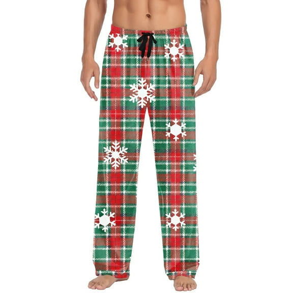 Men's Christmas Pajama Pants Soft Lounge Bottoms with Pockets & Drawstring Wide Leg Pajama Bottoms Novelty Funny Straight Cozy PJ Pant for Holiday Sleepwear