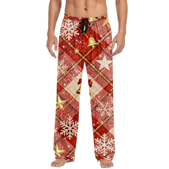 Men's Christmas Pajama Pants Soft Lounge Bottoms with Pockets & Drawstring Wide Leg Pajama Bottoms Novelty Funny Straight Cozy PJ Pant for Holiday Sleepwear