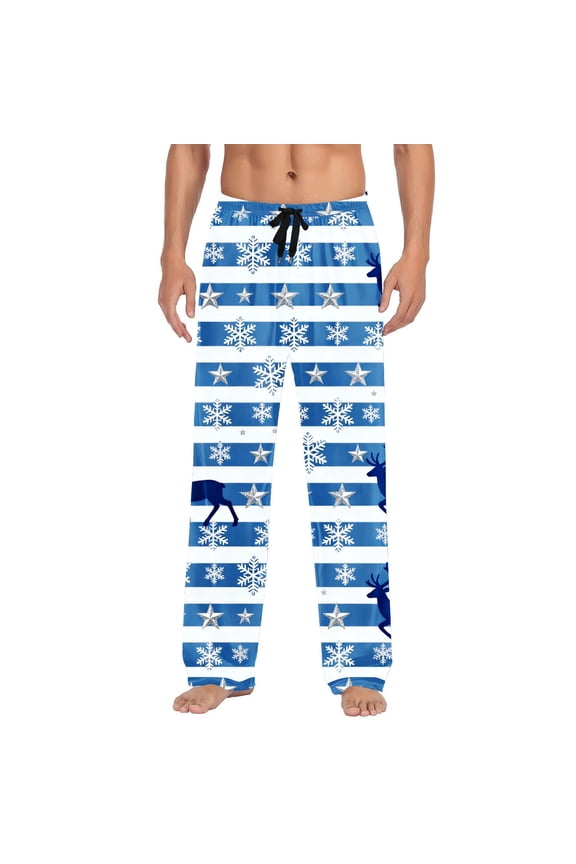 Men's Christmas Pajama Pants Soft Lounge Bottoms with Pockets & Drawstring Wide Leg Pajama Bottoms Novelty Funny Straight Cozy PJ Pant for Holiday Sleepwear